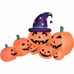 Fraser Hill Farm Haunted Hill Farm 7.8-Ft. Wide Inflatable Pre-Lit Pumpkin Jack-O-Lantern Family, HIPMPKNFM071-L
