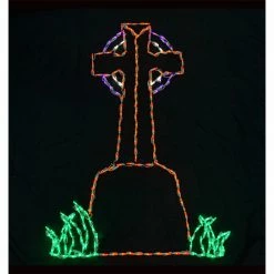 Fraser Hill Farm Haunted Hill Farm Halloween Indoor/Outdoor Cross/Tombstone LED Light (39 In. X 54 In.)