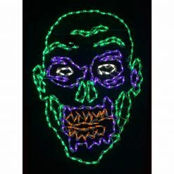 Fraser Hill Farm Haunted Hill Farm Halloween Zombie Face LED Light (28 In. X 41 In.)