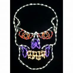 Fraser Hill Farm Haunted Hill Farm Halloween Scary Skull LED Light (24 In. X 36 In)