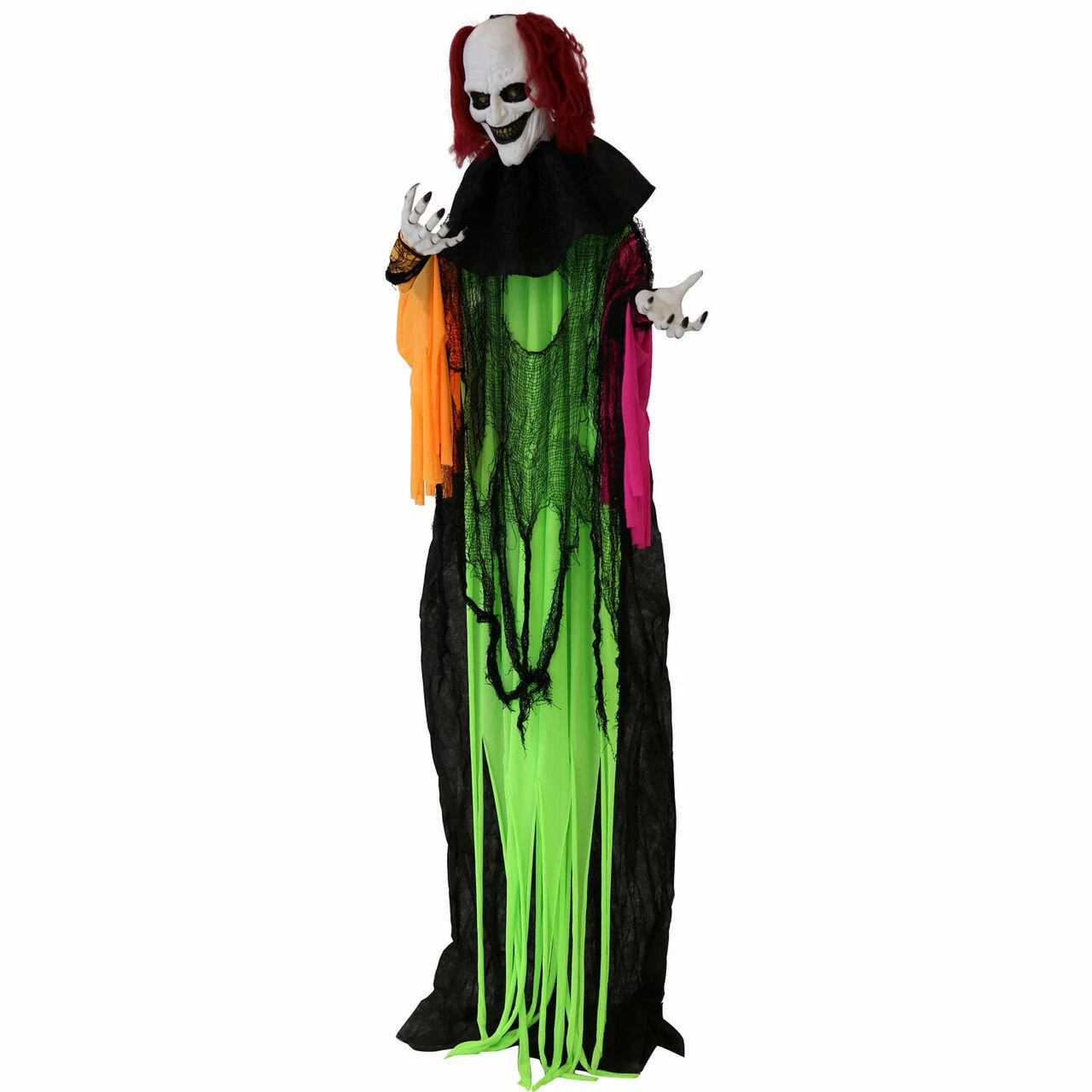 Fraser Hill Farm Haunted Hill Farm 5.8-Ft. Animatronic Clown, Red LED Eyes, Poseable, Battery, Spike