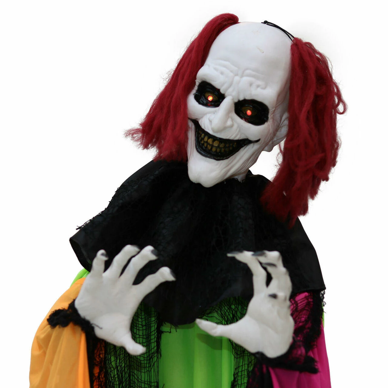 Fraser Hill Farm Haunted Hill Farm 5.8-Ft. Animatronic Clown, Red LED Eyes, Poseable, Battery, Spike - Image 8