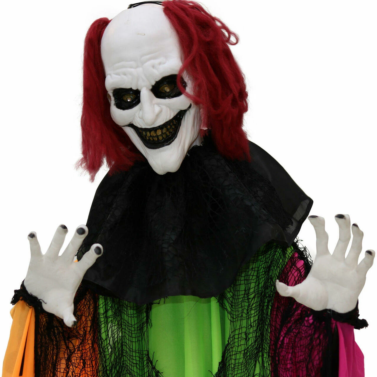 Fraser Hill Farm Haunted Hill Farm 5.8-Ft. Animatronic Clown, Red LED Eyes, Poseable, Battery, Spike - Image 9