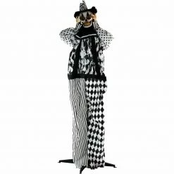 Fraser Hill Farm Haunted Hill Farm 5.75-Ft. Animatronic Clown, Red LED Eyes, Poseable, Battery, Tucker