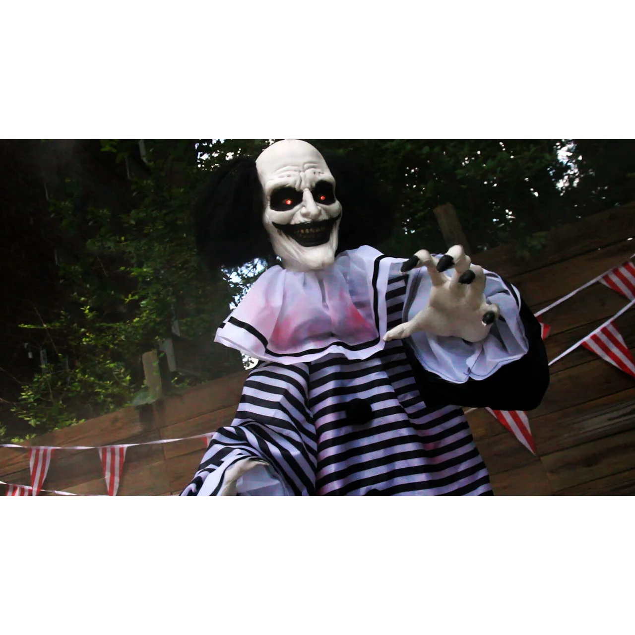 Fraser Hill Farm Life-Size Poseable Animatronic Clown With Red Flashing Eyes (Fester) - Image 12
