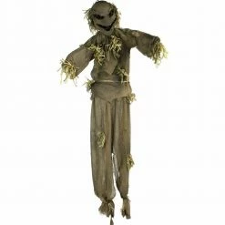 Fraser Hill Farm Life-Size Poseable Animatronic Scarecrow With Red Light-up Face