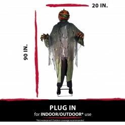 Fraser Hill Farm Haunted Hill Farm Life-Size Animatronic Pumpkin Man, Indoor Or Outdoor Halloween Decoration, Light-up Colorful Head, Talking Prop, Plug-In, HHPUMP-6FLSA -Fraser Hill Farms Shop unnamed file 481