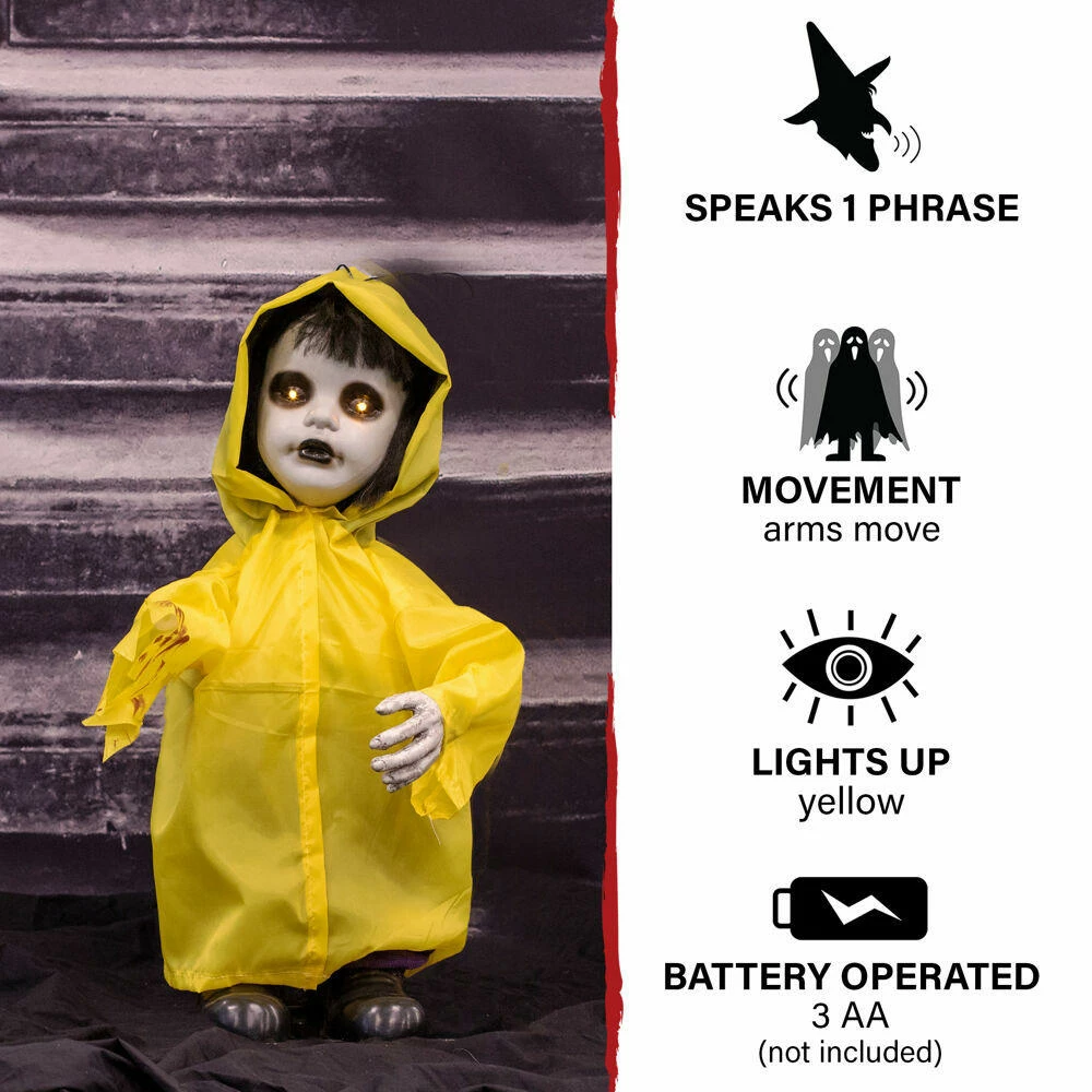 Fraser Hill Farm Haunted Hill Farm 2-Ft. Ralphie The Animated One-Handed Zombie Boy, Indoor Or Covered Outdoor Halloween Decoration, Battery Operated - Image 3