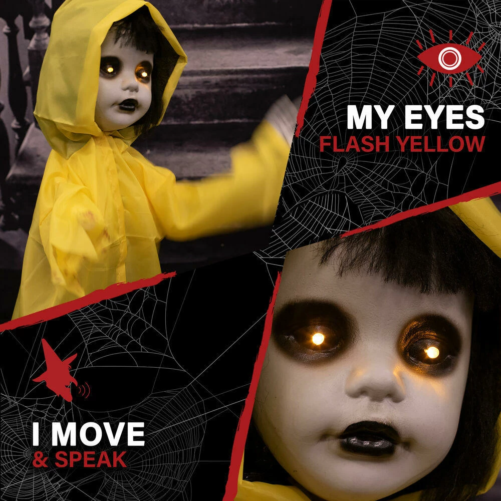 Fraser Hill Farm Haunted Hill Farm 2-Ft. Ralphie The Animated One-Handed Zombie Boy, Indoor Or Covered Outdoor Halloween Decoration, Battery Operated - Image 4