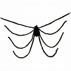 Fraser Hill Farm Haunted Hill Farm Giant Hanging Spider Prop With Red Beady Eyes, Indoor Or Covered Outdoor Scary Halloween Decoration, Poseable, Horatio, HHSPD-6H