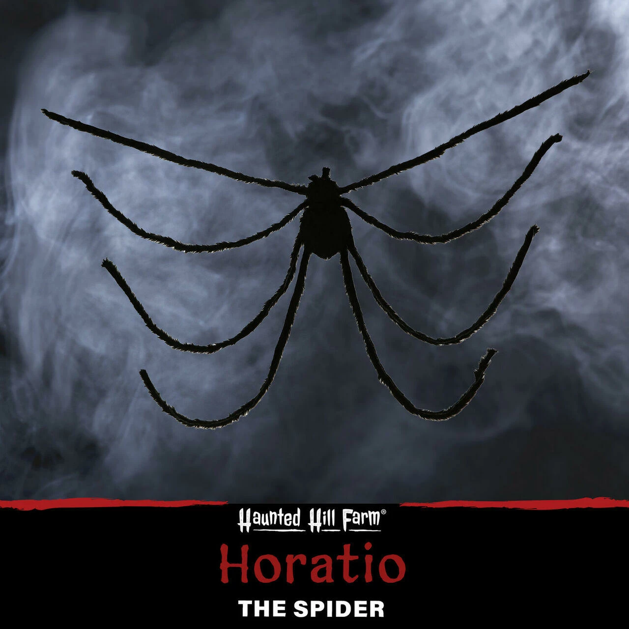 Fraser Hill Farm Haunted Hill Farm Giant Hanging Spider Prop With Red Beady Eyes, Indoor Or Covered Outdoor Scary Halloween Decoration, Poseable, Horatio, HHSPD-6H - Image 2