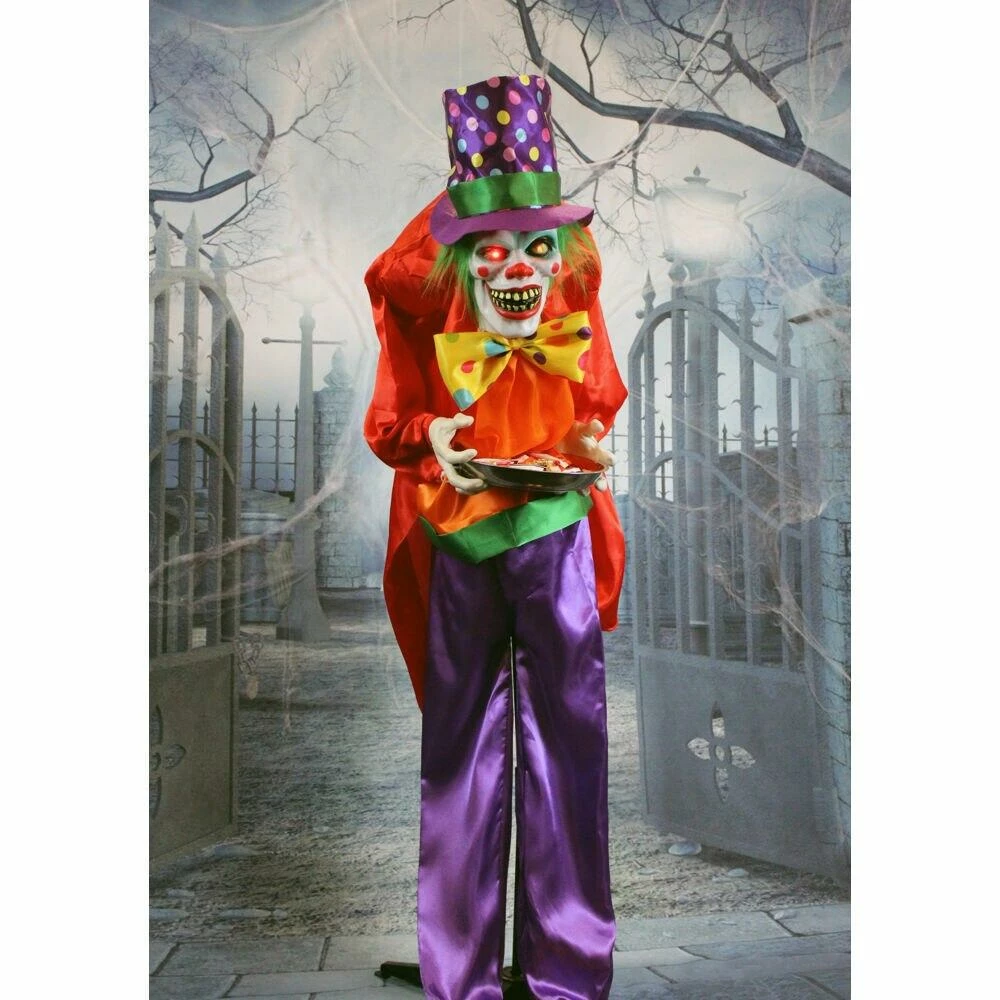 Fraser Hill Farm Life-Size Poseable Animatronic Clown With Flashing Red Eyes (Chuckles) - Image 2