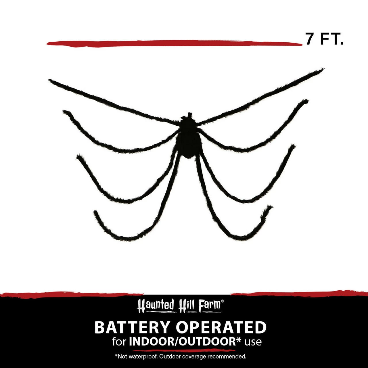 Fraser Hill Farm Haunted Hill Farm Giant Hanging Spider Prop With Red Beady Eyes, Indoor Or Covered Outdoor Scary Halloween Decoration, Poseable, Horatio, HHSPD-6H - Image 5