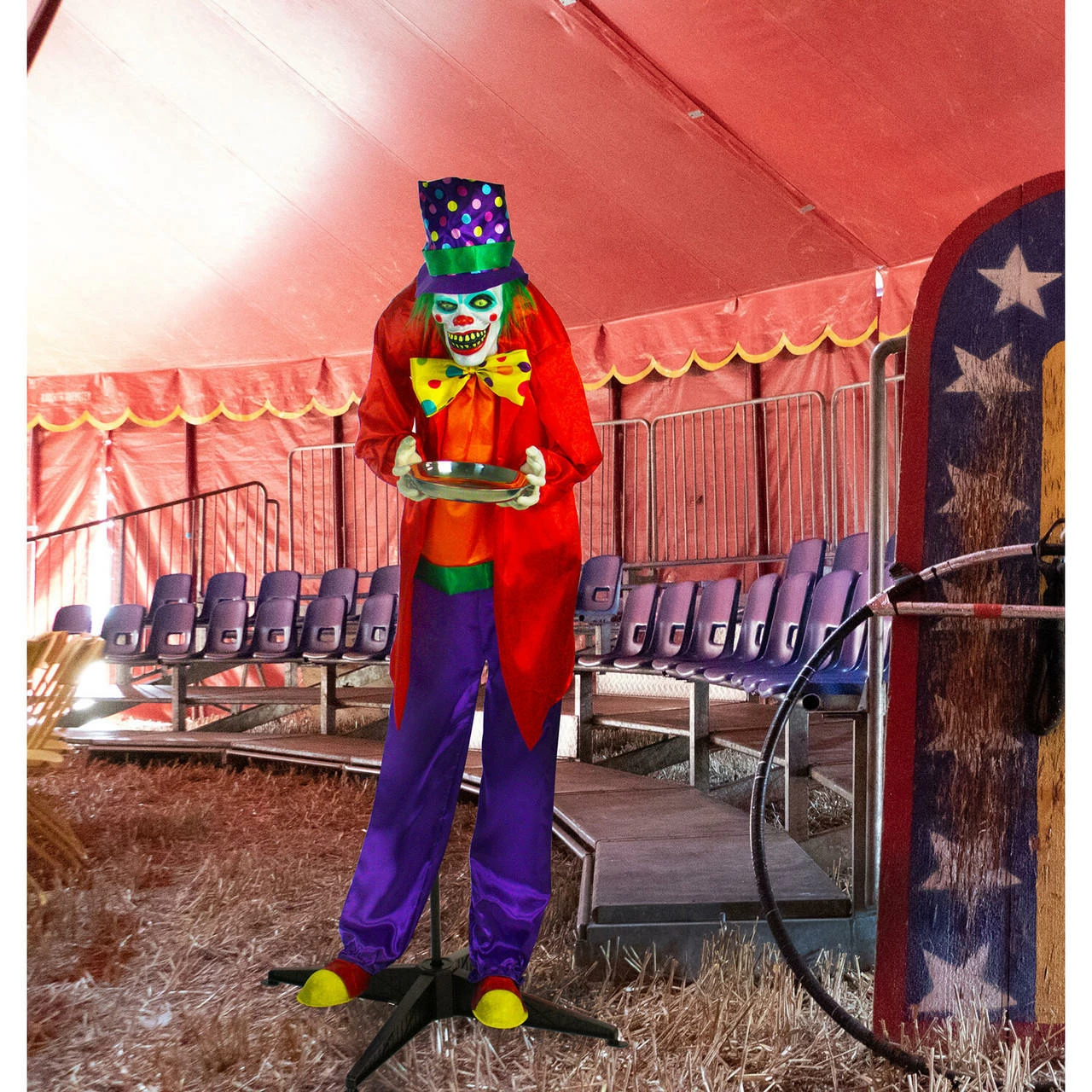 Fraser Hill Farm Life-Size Poseable Animatronic Clown With Flashing Red Eyes (Chuckles) - Image 8