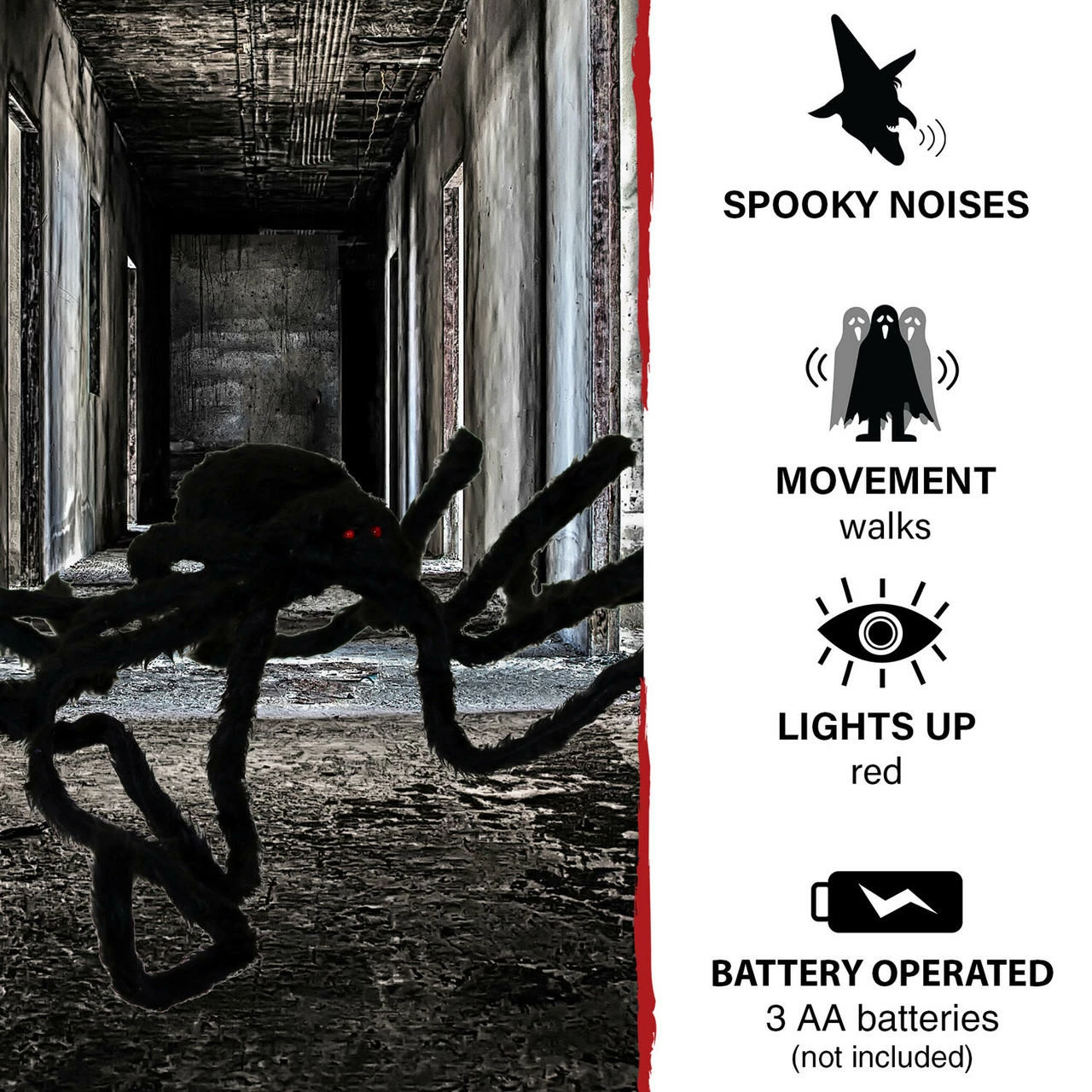 Fraser Hill Farm Haunted Hill Farm 5.25-ft. Walking Spider Animatronic, LED Red Eyes, Battery - Image 5