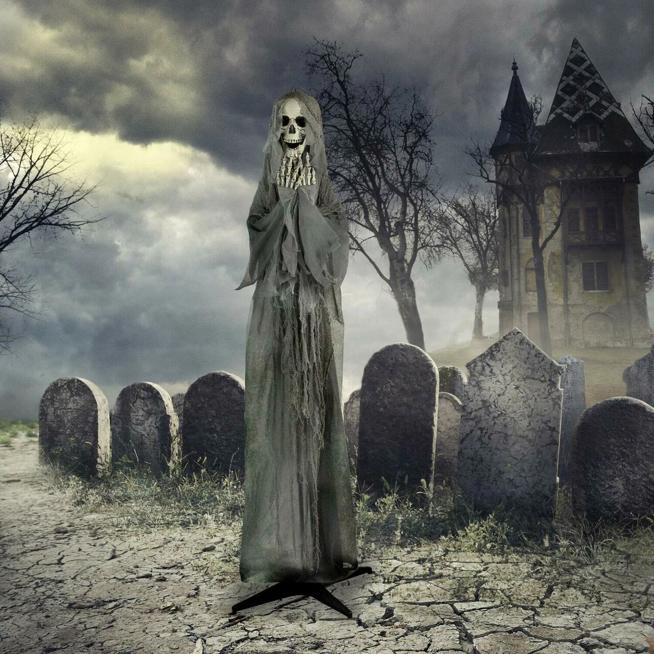 Fraser Hill Farm Haunted Hill Farm 71-In. Ruthless The Mocking Reaper, Indoor Or Outdoor Animated Halloween Decoration, Poseable, Battery-Operated, HHSKEL-5FLSA - Image 2