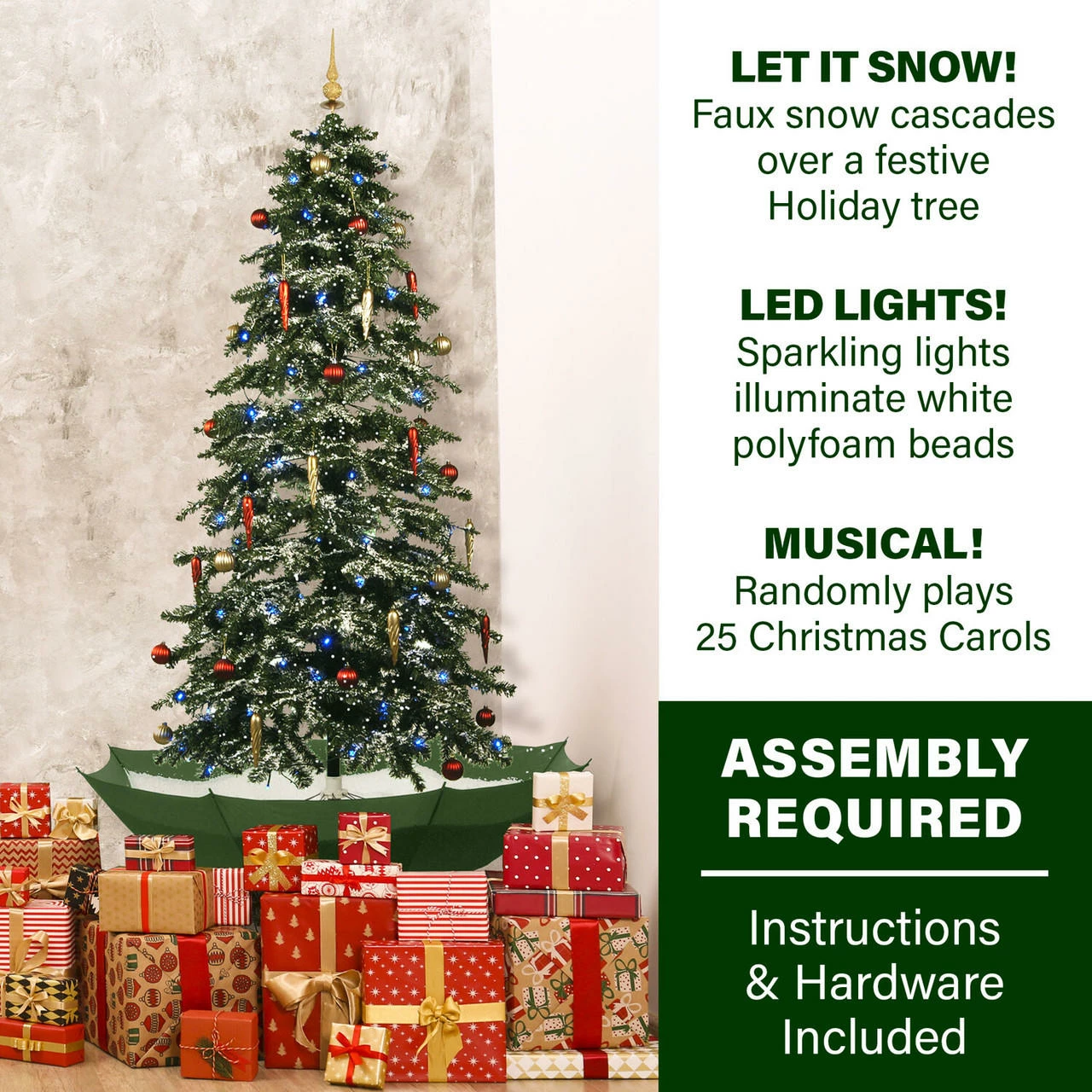 Fraser Hill Farm Let It Snow Series 67" Snowing Musical Christmas Tree W/ Green Base And Snow - Image 2