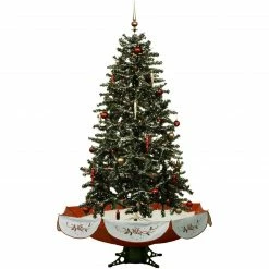 Fraser Hill Farm Let It Snow Series 55" Snowing Musical Christmas Tree W/ Red Base And Snow