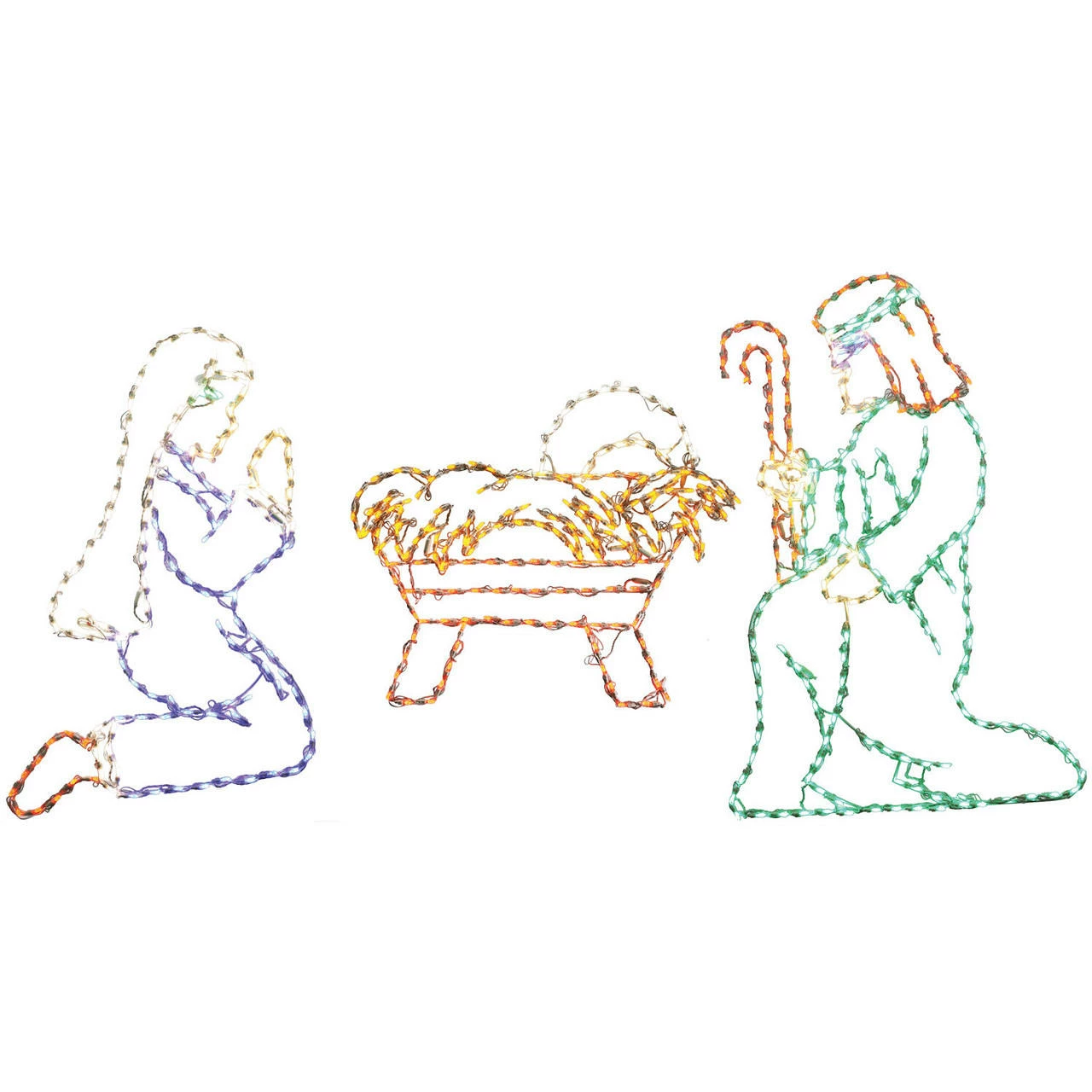 Fraser Hill Farm 3-Piece Nativity Set W/ Joseph (51" X 34"), Mary (43" X 33") And Jesus (37" X 32") Lights