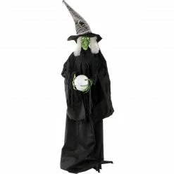 Fraser Hill Farm Life-Size Animatronic Wicked Witch With LED Crystal Ball