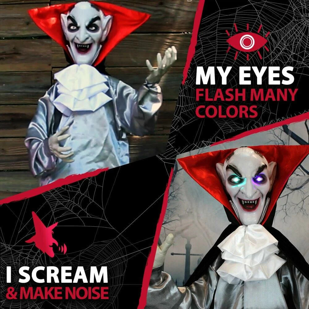 Fraser Hill Farm Life-Size Poseable Animatronic Vampire With Flashing Eyes - Image 4