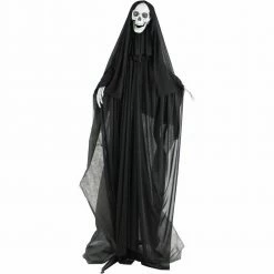 Fraser Hill Farm Life-Size Poseable Animatronic Skull Reaper With Light-up Red Eyes