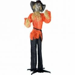 Fraser Hill Farm Life-Size Animatronic Skeleton Scarecrow With Rotating Head