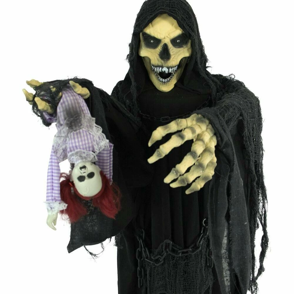 Fraser Hill Farm Life-Size Poseable Animatronic Reaper With Flashing Colorful Eyes (Frank) - Image 14