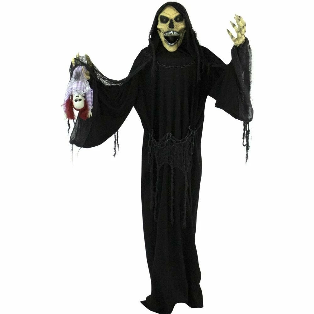 Fraser Hill Farm Life-Size Poseable Animatronic Reaper With Flashing Colorful Eyes (Frank) - Image 17