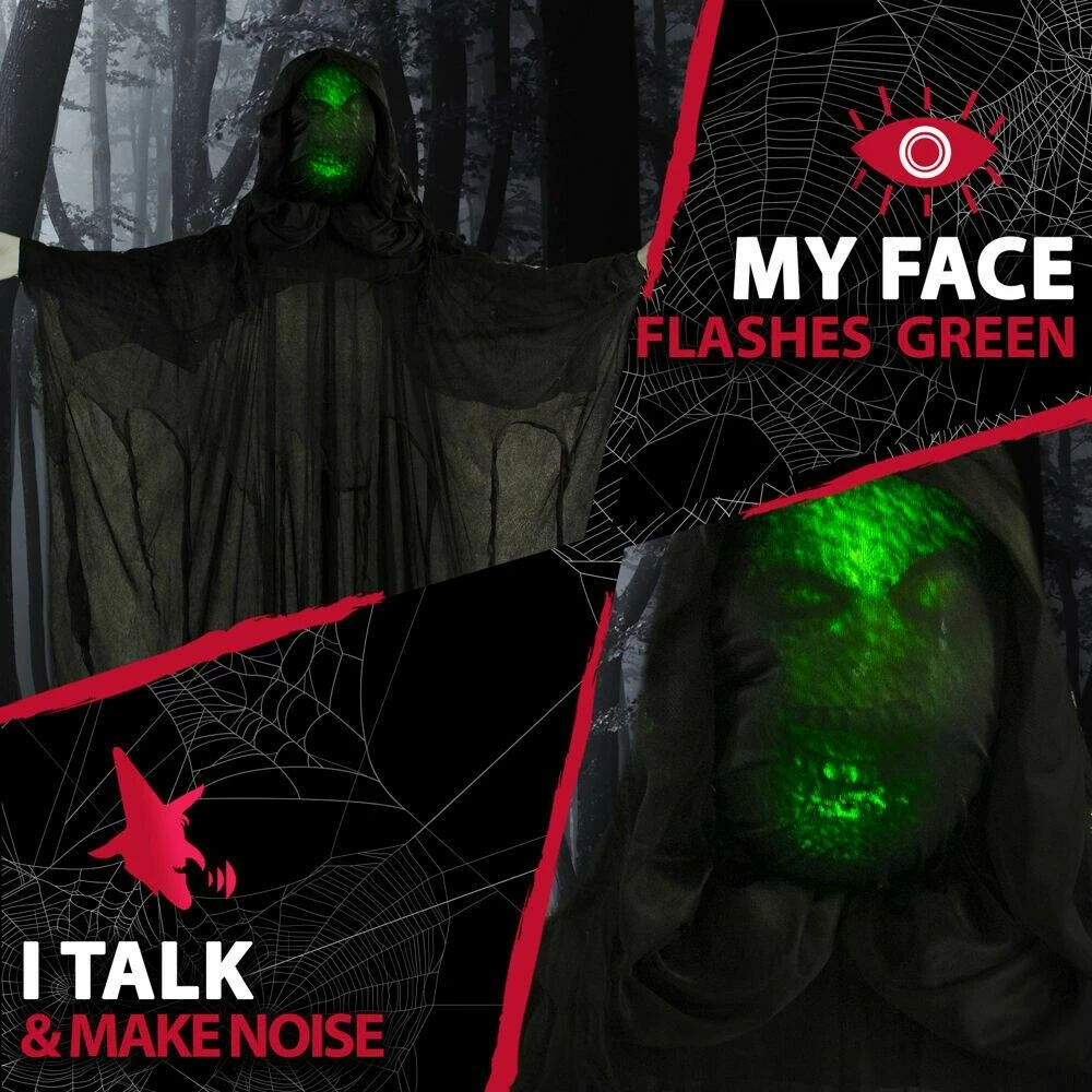 Fraser Hill Farm Haunted Hill Farm 65-In. Animatronic Reaper, Indoor Or Outdoor Halloween Decoration, Light-up Face, Poseable, Battery-Operated, HHRPR-4FLSA - Image 3