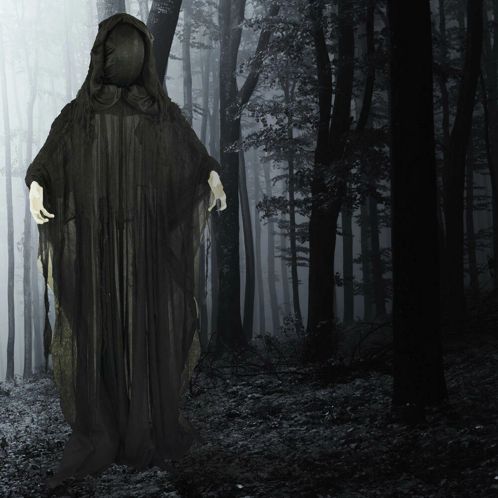 Fraser Hill Farm Haunted Hill Farm 65-In. Animatronic Reaper, Indoor Or Outdoor Halloween Decoration, Light-up Face, Poseable, Battery-Operated, HHRPR-4FLSA - Image 6