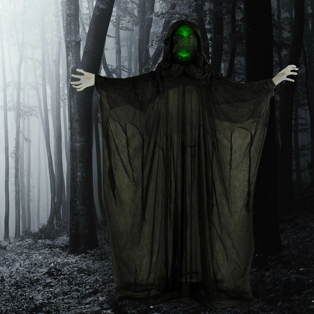 Fraser Hill Farm Haunted Hill Farm 65-In. Animatronic Reaper, Indoor Or Outdoor Halloween Decoration, Light-up Face, Poseable, Battery-Operated, HHRPR-4FLSA - Image 9