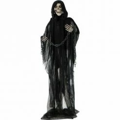 Fraser Hill Farm Life-Size Animatronic Grim Reaper With Chain And Rotating Head