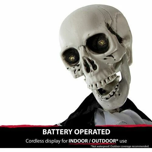 Fraser Hill Farm Haunted Hill Farm 63-In. Talking Skeleton Groom Prop W/ Flashing Eyes, Indoor Or Covered Outdoor Halloween Decoration, Battery-Operated, Bones, HHRPR-1FL - Image 2