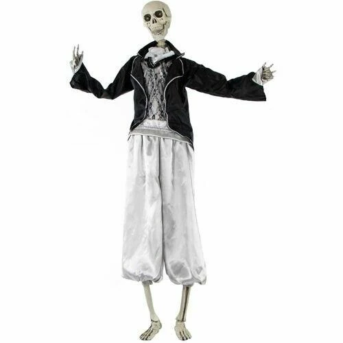 Fraser Hill Farm Haunted Hill Farm 63-In. Talking Skeleton Groom Prop W/ Flashing Eyes, Indoor Or Covered Outdoor Halloween Decoration, Battery-Operated, Bones, HHRPR-1FL - Image 7