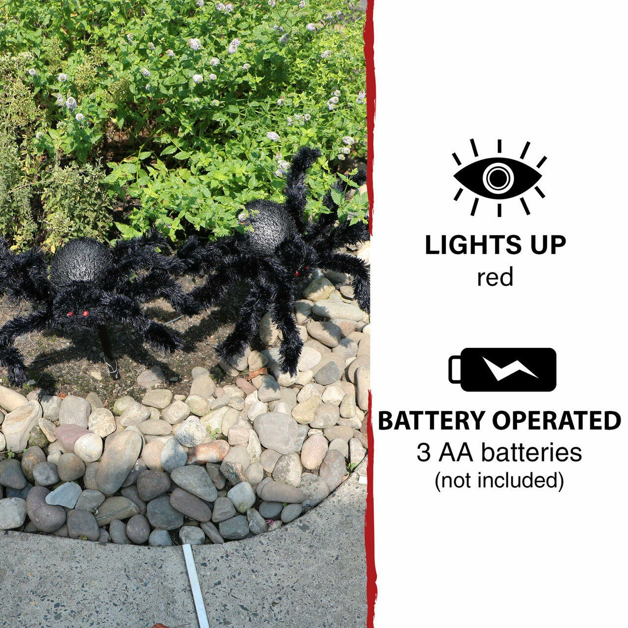 Fraser Hill Farm Haunted Hill Farm Three 2-ft. Light-Up Spider Stakes, Battery-Operated - Image 2
