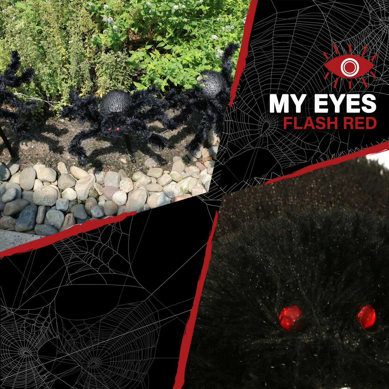 Fraser Hill Farm Haunted Hill Farm Three 2-ft. Light-Up Spider Stakes, Battery-Operated - Image 4