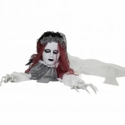 Fraser Hill Farm Animatronic Crawling Bride Doll With Flashing Red Eyes, 65 Inches