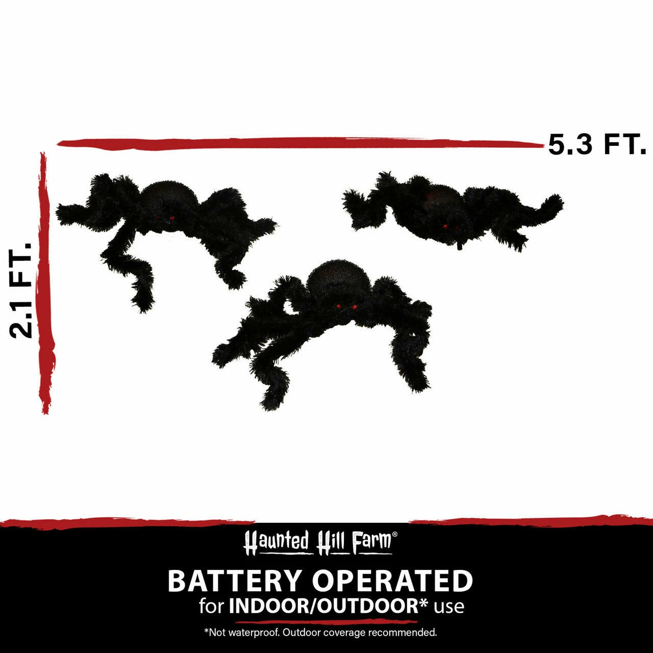 Fraser Hill Farm Haunted Hill Farm Three 2-ft. Light-Up Spider Stakes, Battery-Operated - Image 5