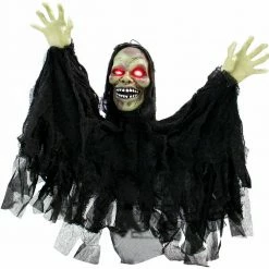 Fraser Hill Farm Pop-Up Animatronic Poseable Ghoul W/ Flashing Red Eyes, 24 In (Garry)