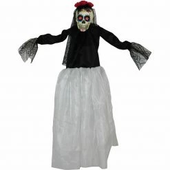 Fraser Hill Farm Haunted Hill Farm 32-in Off-White Sugar-Skull Day Of The Dead Decorative, Blue, Red, Yellow