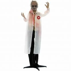 Fraser Hill Farm Haunted Hill Farm 5.4-Ft. Animatronic Doctor, Red LED Eyes, Laughing